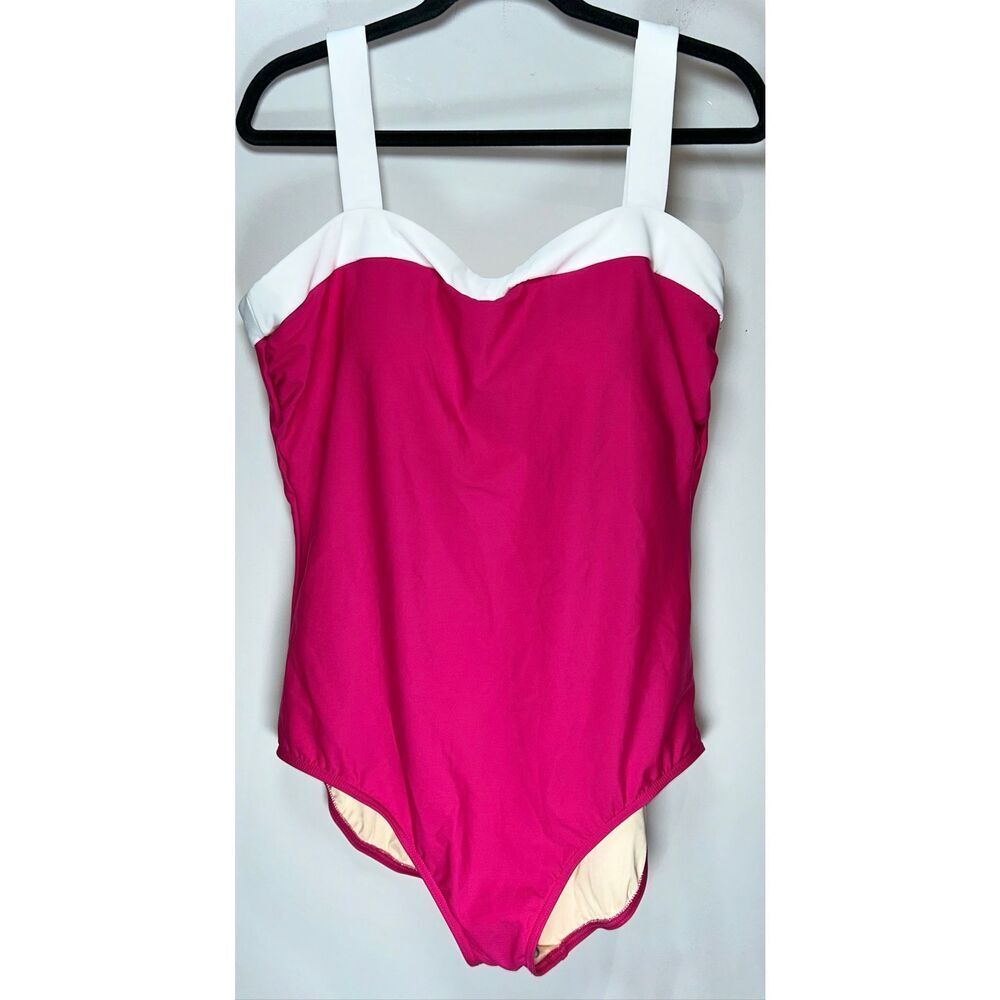 Miraclesuit one-piece swimsuit in hot pink and white size 18